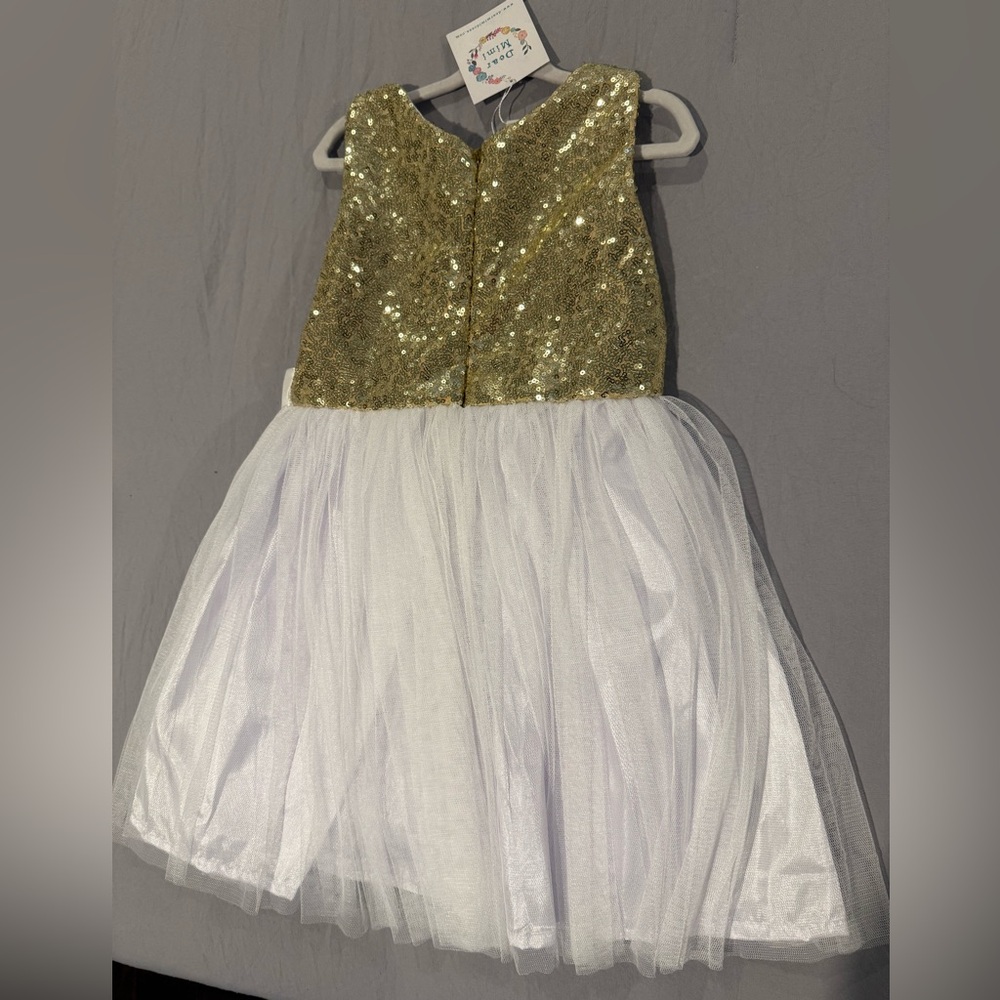 Brand NEW Sparkling Gold and White 3T toddler dress! Never worn!